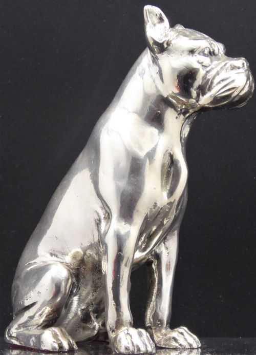 925 SILVER LARGE FIGURE OF A BOXER DOG - ADDITIONAL PHOTO 1