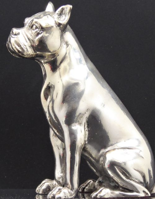 925 silver large figure of a boxer dog - CATEGORY: ANTIQUE SILVER - DATED 1950