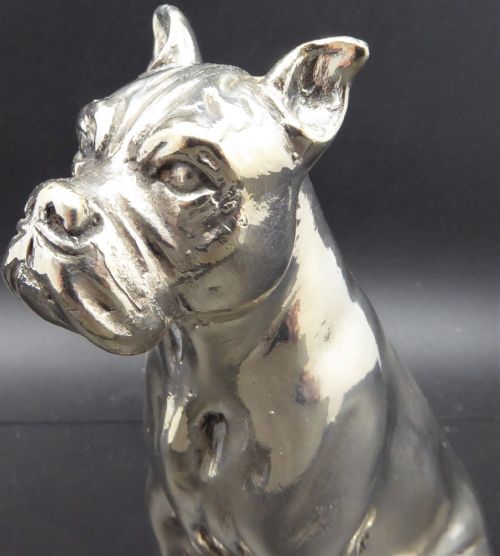 925 SILVER LARGE FIGURE OF A BOXER DOG - ADDITIONAL PHOTO 3