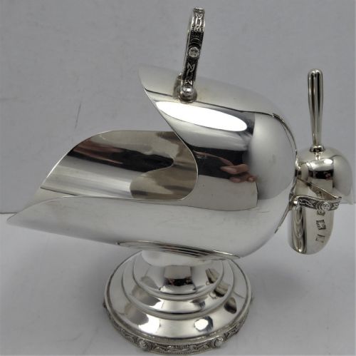 FANTASTIC SOLID SILVER LARGE SUGAR SCUTTLE - ADDITIONAL PHOTO 2
