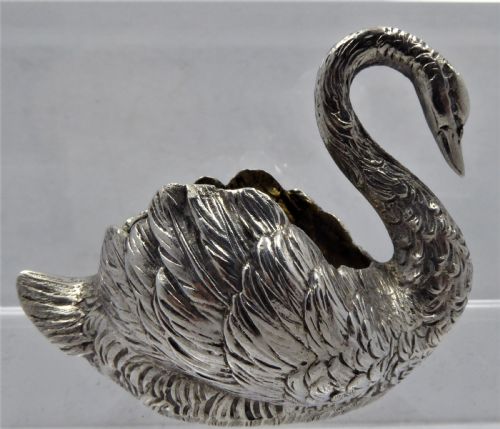solid silver german swan figure circa 1900 - CATEGORY: ANTIQUE SILVER - DATED 1900
