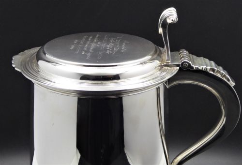 SOLID SILVER HUMONGOUS TANKARD AND STAND 1913 - ADDITIONAL PHOTO 2