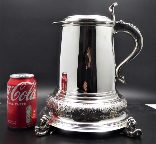 SOLID SILVER HUMONGOUS TANKARD AND STAND 1913 - ADDITIONAL PHOTO 3