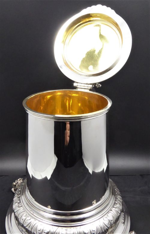 SOLID SILVER HUMONGOUS TANKARD AND STAND 1913 - ADDITIONAL PHOTO 5