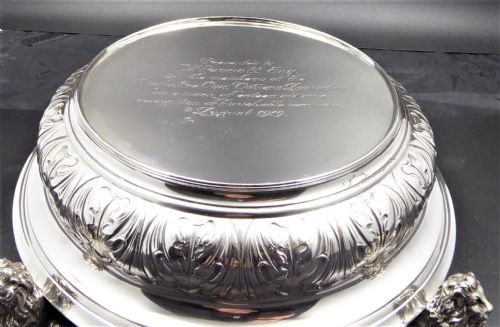 SOLID SILVER HUMONGOUS TANKARD AND STAND 1913 - ADDITIONAL PHOTO 8