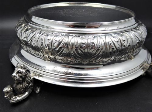 SOLID SILVER HUMONGOUS TANKARD AND STAND 1913 - ADDITIONAL PHOTO 14