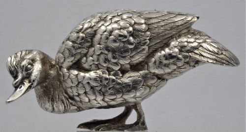 solid silver cast large duckgoose - CATEGORY: ANTIQUE SILVER - DATED 1950