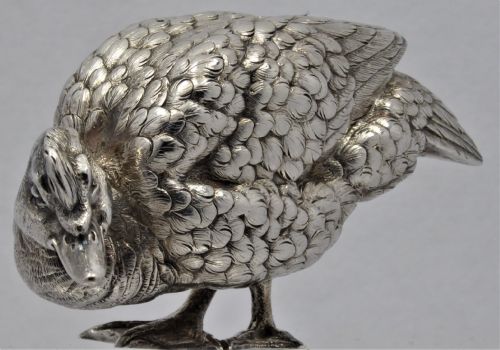 SOLID SILVER CAST LARGE DUCKGOOSE - ADDITIONAL PHOTO 1