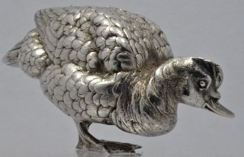 SOLID SILVER CAST LARGE DUCKGOOSE - ADDITIONAL PHOTO 2