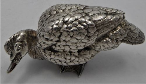 SOLID SILVER CAST LARGE DUCKGOOSE - ADDITIONAL PHOTO 4