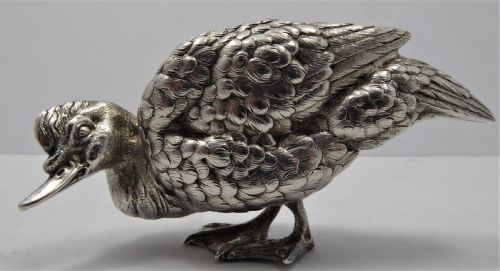 SOLID SILVER CAST LARGE DUCKGOOSE - ADDITIONAL PHOTO 5