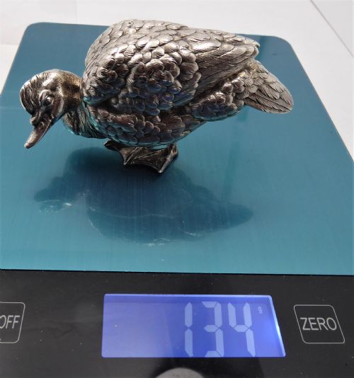 SOLID SILVER CAST LARGE DUCKGOOSE - ADDITIONAL PHOTO 8