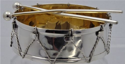solid silver victorian 1868 drum dish - CATEGORY: ANTIQUE SILVER - DATED 1860