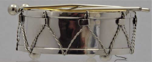 SOLID SILVER VICTORIAN 1868 DRUM DISH - ADDITIONAL PHOTO 1