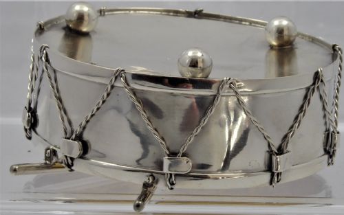 SOLID SILVER VICTORIAN 1868 DRUM DISH - ADDITIONAL PHOTO 4