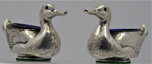 PAIR OF EDWARDIAN DUCK SALTS 1910 - ADDITIONAL PHOTO 4