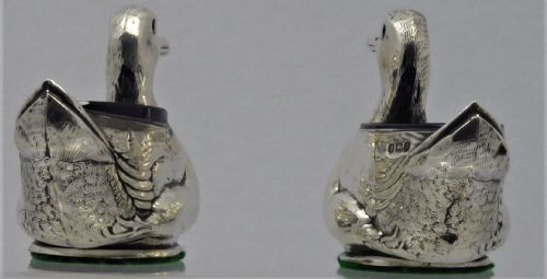PAIR OF EDWARDIAN DUCK SALTS 1910 - ADDITIONAL PHOTO 5