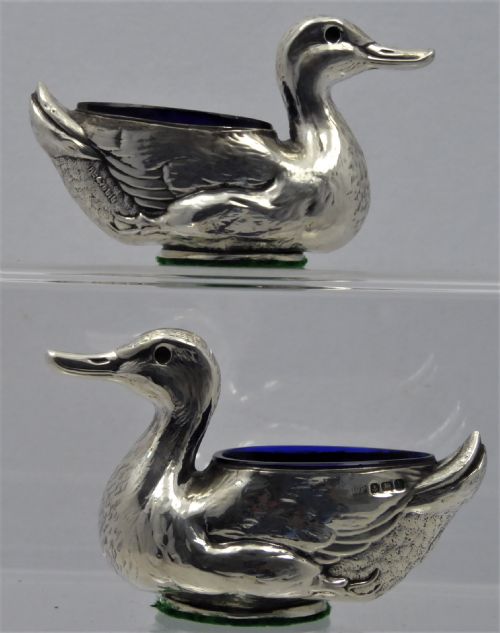 PAIR OF EDWARDIAN DUCK SALTS 1910 - ADDITIONAL PHOTO 6