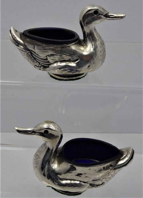 PAIR OF EDWARDIAN DUCK SALTS 1910 - ADDITIONAL PHOTO 7