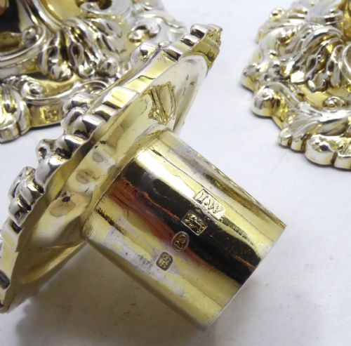 GEORGIAN SILVER AND GILT DWARF CANDLESTICKS 1825 - ADDITIONAL PHOTO 8