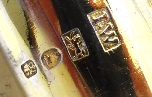 GEORGIAN SILVER AND GILT DWARF CANDLESTICKS 1825 - ADDITIONAL PHOTO 9