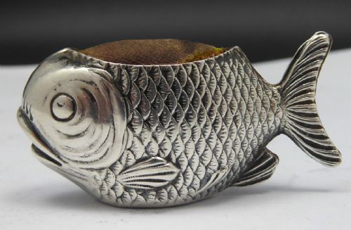 RARE EDWARDIAN SILVER FISH PIN CUSHION1908 - ADDITIONAL PHOTO 5