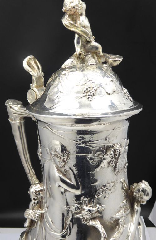 HUMONGOUS ART NOUVEAU STYLE BEER STEIN - ADDITIONAL PHOTO 7