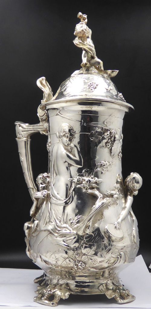 HUMONGOUS ART NOUVEAU STYLE BEER STEIN - ADDITIONAL PHOTO 2