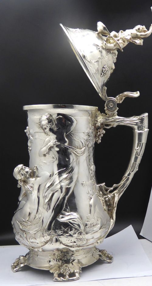 HUMONGOUS ART NOUVEAU STYLE BEER STEIN - ADDITIONAL PHOTO 6