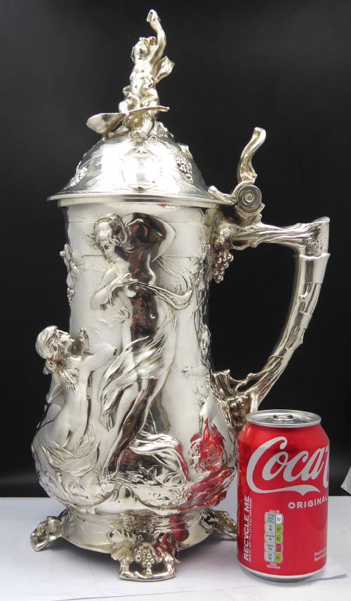 HUMONGOUS ART NOUVEAU STYLE BEER STEIN - ADDITIONAL PHOTO 12
