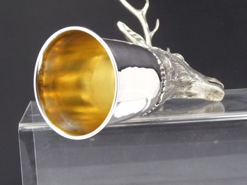 STUNNING QUALITY GERMAN SILVER STAG STIRRUP CUP - ADDITIONAL PHOTO 10