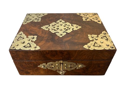 VICTORIAN BURR WALNUT JEWELLERY BOX