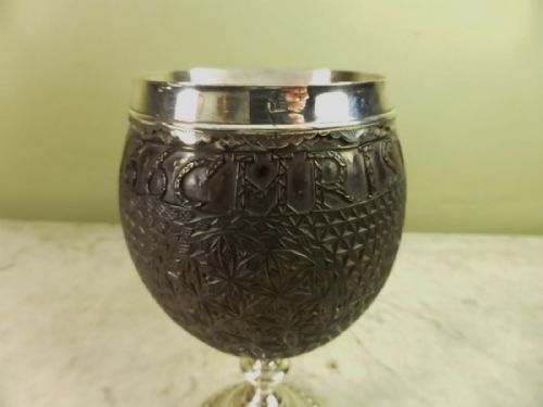 18th C Coconut Cup with Silver Mount