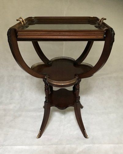 A Mahogany Three Tier Unusual Table C1910