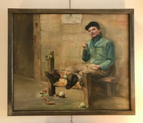 19thc English School - Jockey in Stocks - Oil