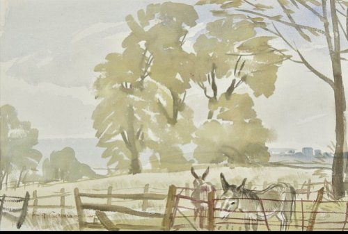 fig 1. Reginald William Gammon - Watercolour on Paper - Donkeys