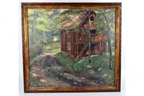 Olle Nordberg (1905–1986) Oil on Canvas, Woodland Cabin, Signed and Dated