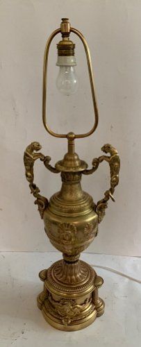 A 19thc Gilt Metal Table Lamp