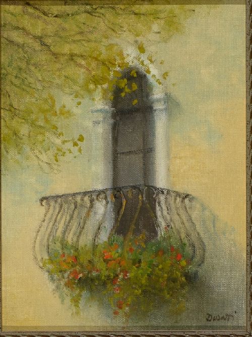fig 2. Walter Dusatti - Oil on Canvas - Balcony with Flowers