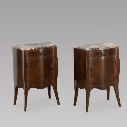 A Pair of Kingwood and Breche Bedside Tables
