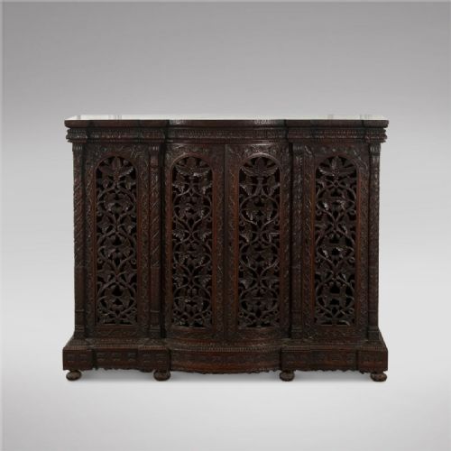 A Highly Decorative Burmese 19thc Three Door Cabinet