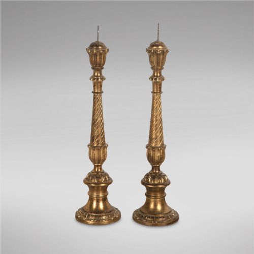 A C1900 Wooden Pricket Candlesticks