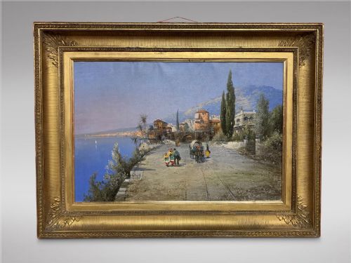 19thc Amalfi Coast , Italy - Oil on Canvas