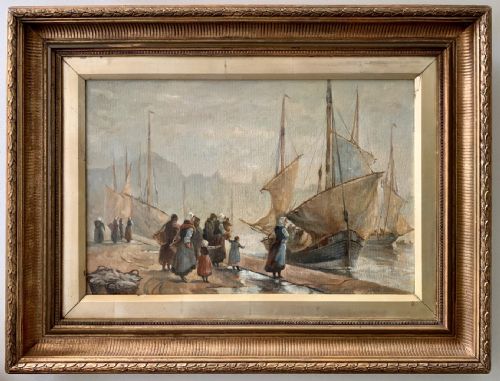 European School (19th Century) Oil on Board, Coastal Scene