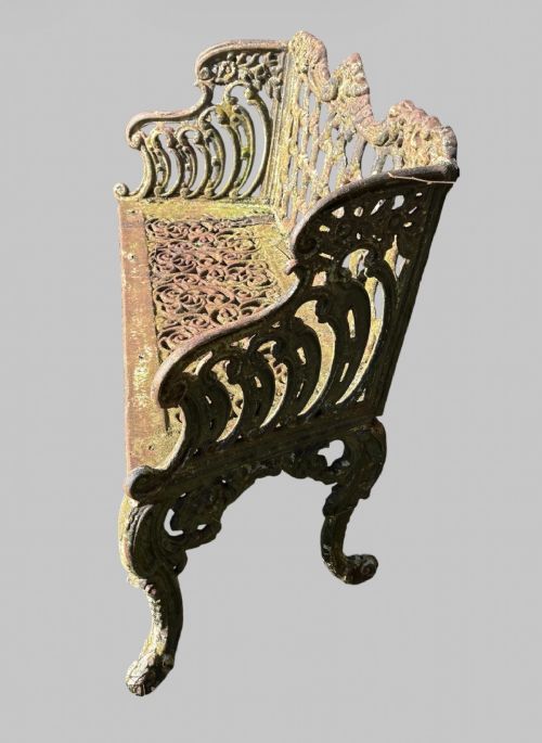 A LOVELY ANTIQUE CAST IRON GARDEN SETTEE - ADDITIONAL PHOTO 2