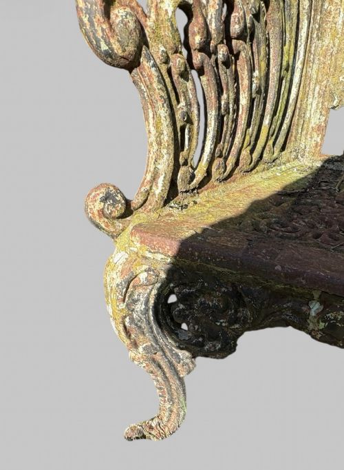 A LOVELY ANTIQUE CAST IRON GARDEN SETTEE - ADDITIONAL PHOTO 7