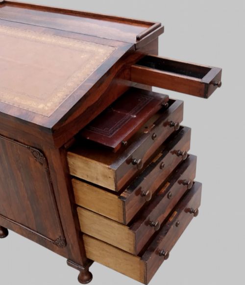 ANTIQUE VICTORIAN ROSEWOOD DAVENPORT DESK ENGLISH C1860 - ADDITIONAL PHOTO 6
