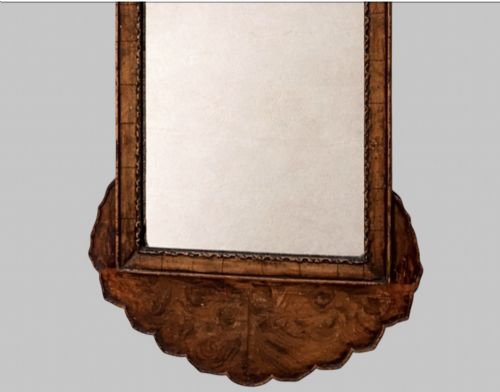 ANTIQUE CARVED WALNUT MIRROR WITH ARMORIAL CREST C18801900 - ADDITIONAL PHOTO 2