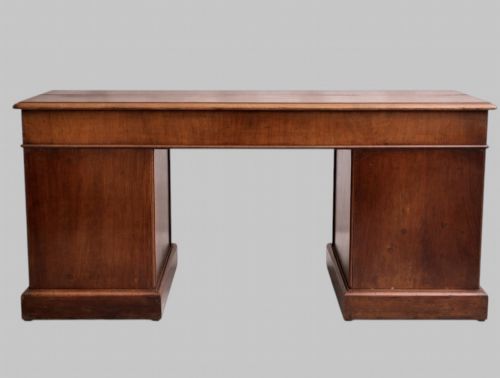 LATE VICTORIAN MAHOGANY PEDESTAL DESK WITH ORIGINAL LEATHER TOP - ADDITIONAL PHOTO 1