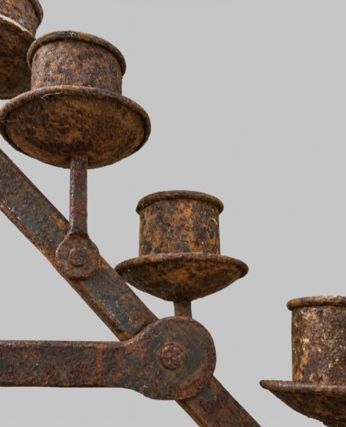 A WROUGHT IRON MULTICANDLE FLOOR CANDELABRUM ARCHITECTURAL STATEMENT - ADDITIONAL PHOTO 4